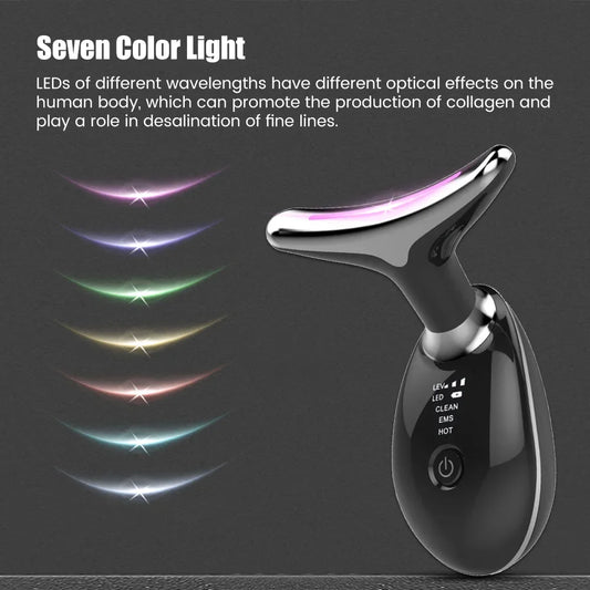 Face Neck Lift Beauty Device EMS Facial Massager LED Light Therapy